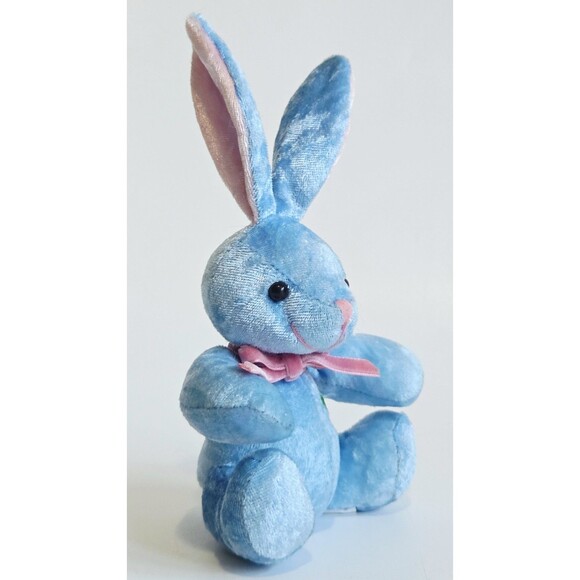 Billion Team Limited Bunny Rabbit Plush Blue Stuffed Toy Embroidered Carrot 7" - Picture 2 of 13